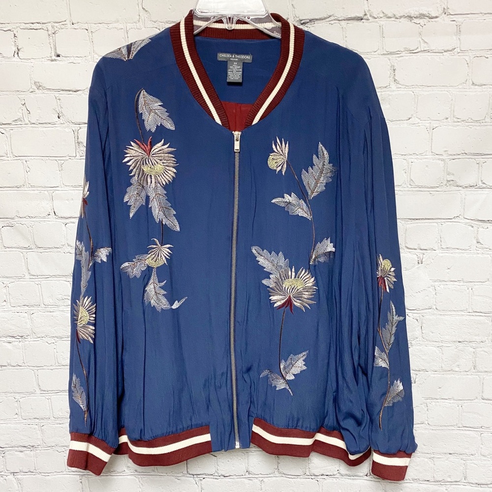 Embroidered windbreaker jacket